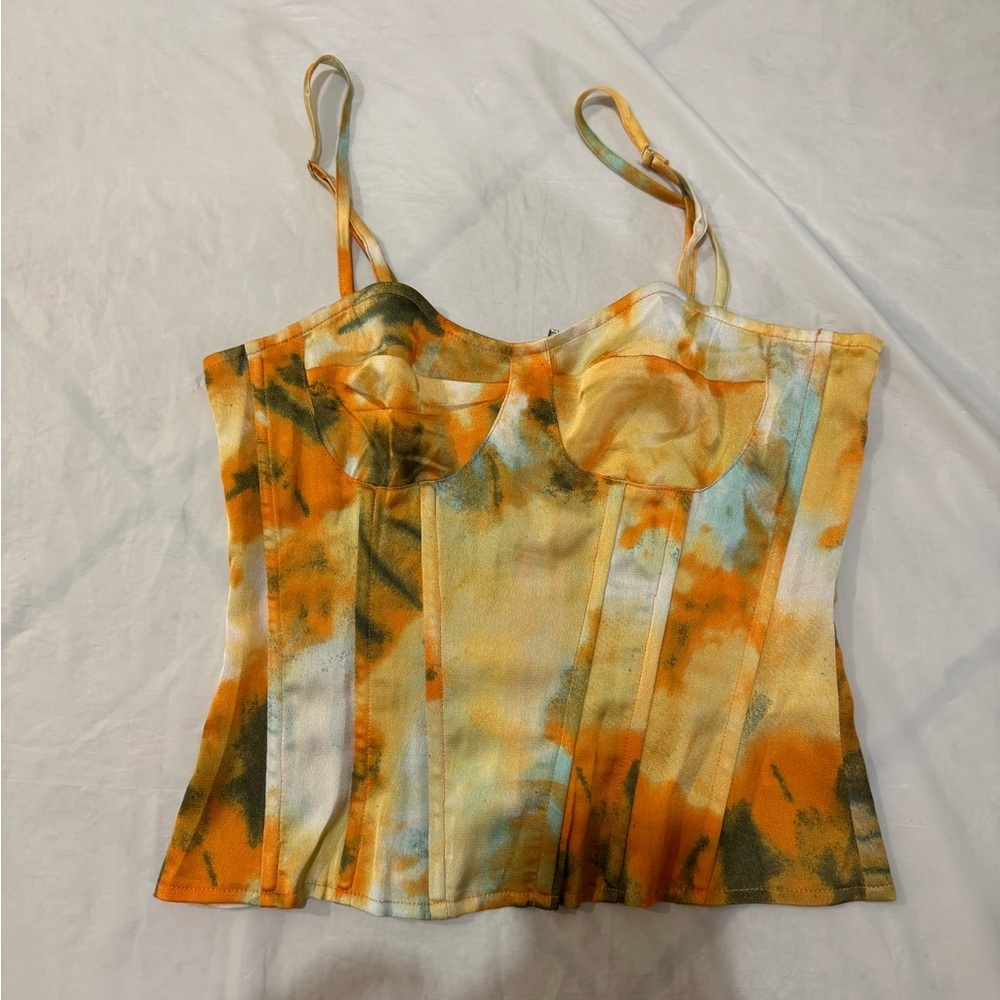 PRETTY LITTLE THING Tie-Dye Orange Top/Mid Skirt - Picture 4 of 8